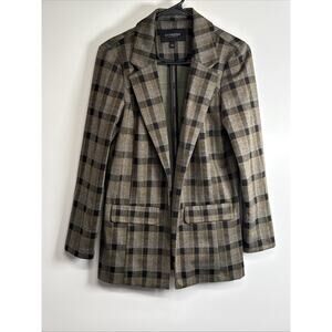 Liverpool Women's Small Boyfriend Blazer Stretch Plaid Jacket Academia Preppy